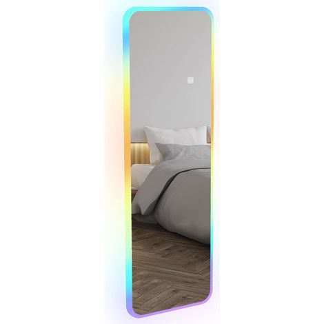 Miroir mural pleine longueur 120 x 40 cm avec éclairage LED, 7 couleurs RGB et fonction mémoire. (1/5)