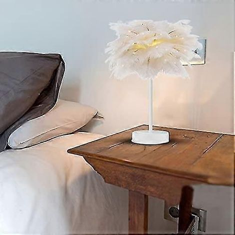 Lampe de chevet LED en forme de plume avec télécommande - Élégante lampe de chevet - Style minimaliste moderne - Blanche (1/3)