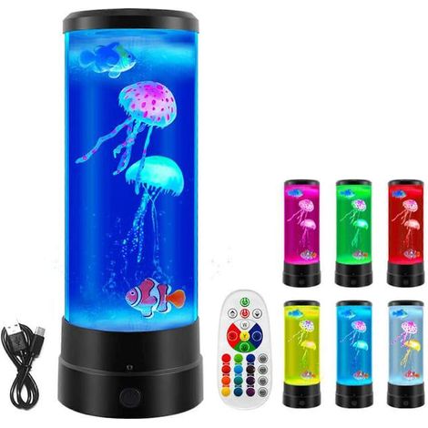Lampe à lave à LED ronde en forme de méduse, éclairage d'aquarium à LED 16 couleurs changeantes avec télécommande - Noir (SKU produit : 95210278 SKU Offre : lehuamwj1347) (1/5)