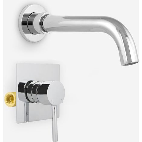 Blossom Modern Bathroom Wall Mounted Basin Tap Spout And Concealed Valve Mixer Kit (1/5)