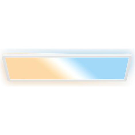 Plafonnier LED plat avec télécommande, CCT réglable de chaud à lumière du jour, intensité réglable, IP44, plafonnier salle de bain, lustre cuisine, lustre salon, 58x20x3 cm, blanc (1/5)