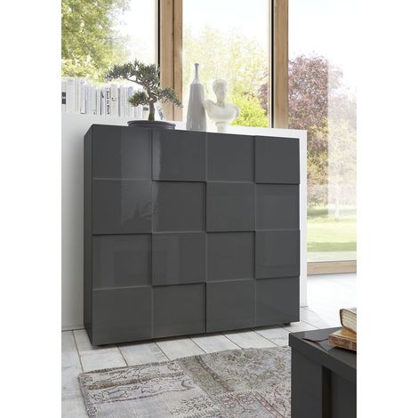 Buffet haut laqué gris brillant Milenor (1/3)