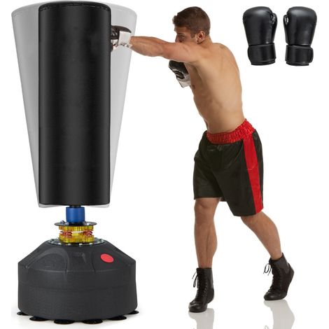 Saco de boxeo de pie 50 x 50 x 173 cm con sistema de amortiguación para un entrenamiento cómodo PU negro 200021133