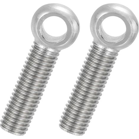2 Pcs Boulon à Œil M12x50mm Boulon à Œillet de Levage pour Balancement d'Épaule, Vis Filetage Complet en Acier Inoxydable 304, Filetage Métrique Trou Coulissant, Couleur Argentée (1/5)