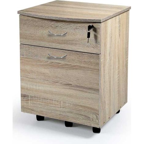 Cassettiera da ufficio rovere con cassetti chiave e rotelle cm 42 x 40 x 55 h (1/2)