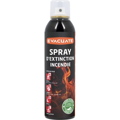 Spray Extincteur 200 ml – Sécurité du logement– Idéal maison, bureau, voiture – Pour tous types de feux débutants - Protection incendie - EVACUATE