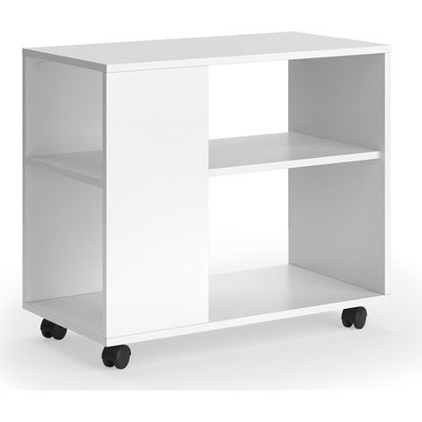 Mesa de centro Marian, Blanco, 70 x 36.6 cm con ruedas, Vicco
