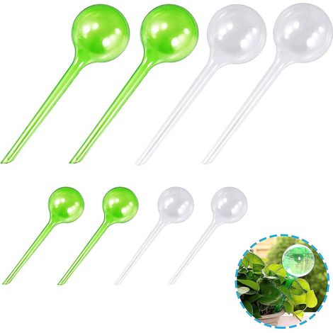 8 Pcs (2 Tailles, Vert Et Transparents) Globe D'arrosage, Automatique Boule D'irrigation Pour Arrosage Plante Interieur Fleurs Jardin En Pot (1/5)