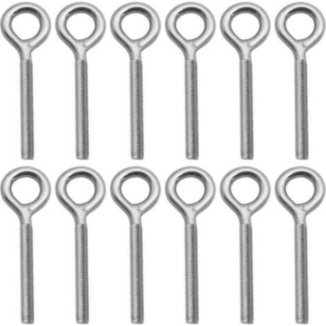 Packung mit 12 Ringschrauben M6 x 70 mm aus Edelstahl 304 – Gewinderingstangen als Befestigungselemente, ideal zum Aufhängen von Gegenständen in Haus, Garten oder Industrie (1/4)