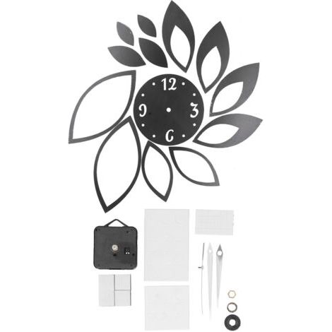BUNTHAUS Autocollants d'horloge murale miroir, bricolage, décor moderne pour la maison, autocollant de fond de salon noir (1/5)