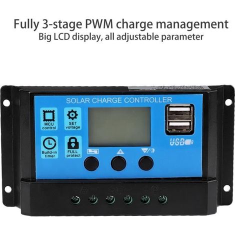 Kit regulateur Contrôleur de Charge Solaire Automatique PWM Chargeur de Batterie Solaire(30A) (1/4)