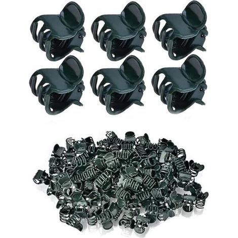 100 pinzas para plantas, soportes para plantas de jardín, guías para plantas trepadoras, aptas para jardinería, 15 x 14 mm, verdes. (1/5)