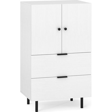 Buffet 2 portes et 2 tiroirs, meuble de rangement pour cuisine ou salle à manger, dessus large et rangement fermé (1/5)