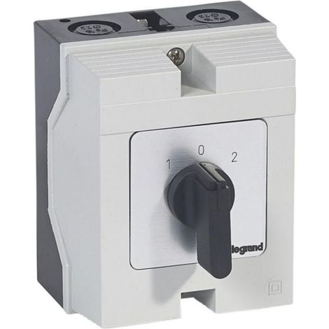 Commutateur à cames inverseur avec position arrêt 45° PR26 - 2P - 4 contacts - boîtier 96x120mm - LEGRAND