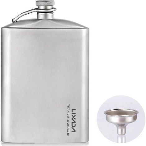 200-ml-Titan-Wasserflasche, auslaufsicher, für Alkohol, Whisky, Wein, Camping, Wandern, Reisen, Picknicks