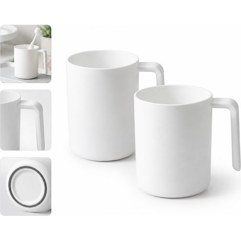 Gobelet de Rincage Salle de Bain 500 ml PP Blanc Design Simple et Elegant 10 x 8.2 cm (1/5)