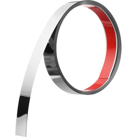 Baguette de Finition Murale en Acier Inoxydable, 10 Pieds x 1 Pouce, Baguette Métallique à Coller, Baguette de Miroir Auto-Adhésive pour Mur, Plafond, Argent Miroitant (1/5)