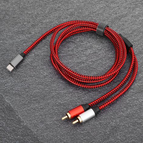1,5 m langes, vergoldetes Audiokabel mit USB-C-Stecker auf 2 Cinch-Stecker für Mobiltelefone, Tablets und Laptops (1,5 m / 4,9 ft) (1/5)