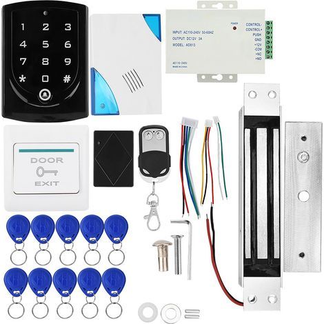 Système de contrôle d'accès magnétique 180kg – Verrouillage NC avec télécommande – Alimentation DC 12V – 10 porte-clés inclus (1/5)