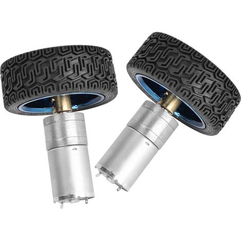 Lot de 2 moteurs à engrenages DC 6V 280 tr/min, axe 4mm, support de fixation et roue 65mm, kit complet (1/5)