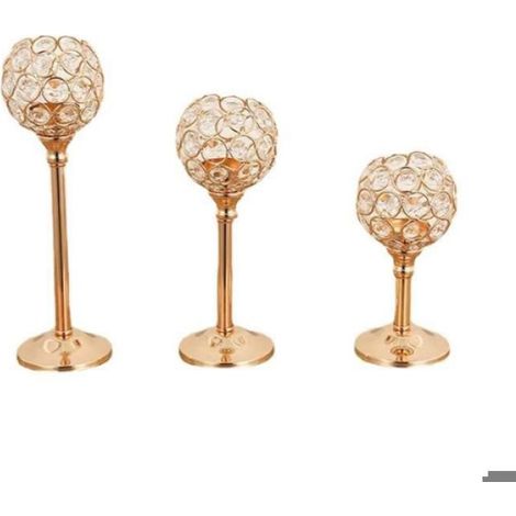 Bougeoir En Fer - Design Sculpté Creux Avec Cristaux - Pour Bougies Électroniques Ou Chauffe-Plat - Décoration Centrale Mariage Fête Événement - 1 Pièce (1/5)