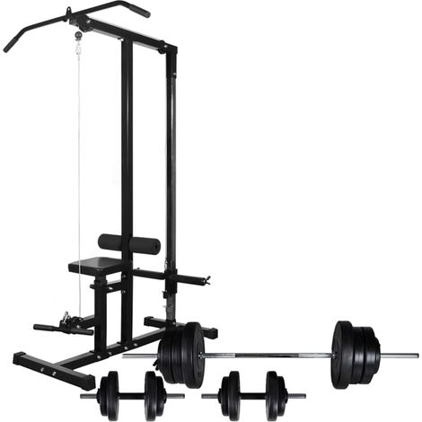 Máquina musculación Power Tower con pesas y mancuernas 60,5 kg (1/5)
