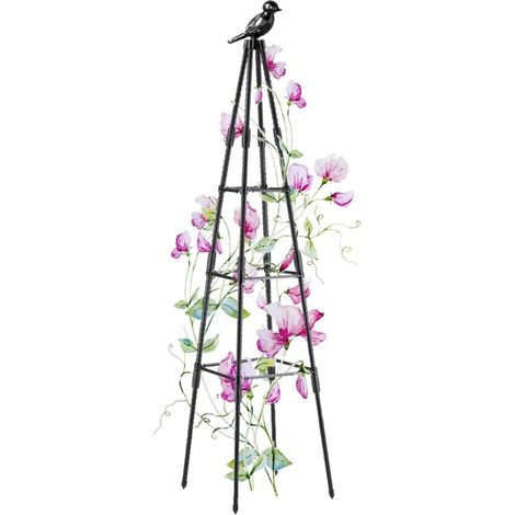 Treillis de Jardin, 160cm Support de Plantes de Grimpantes pour Plantes en Pot,Fleurs, légumes et vignes, Tour de Cage à tomates, Treillis obélisque (1/5)