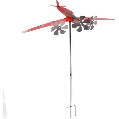 3D-Wetterfahne in Flugzeugform aus rostfreiem, glattem Metall, rot, für Garage, Scheune, Terrasse (1/5)