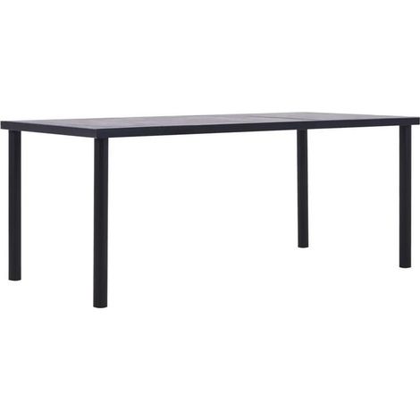 Table à manger bois gris béton et pieds métal noir Sirra 200 cm (1/4)