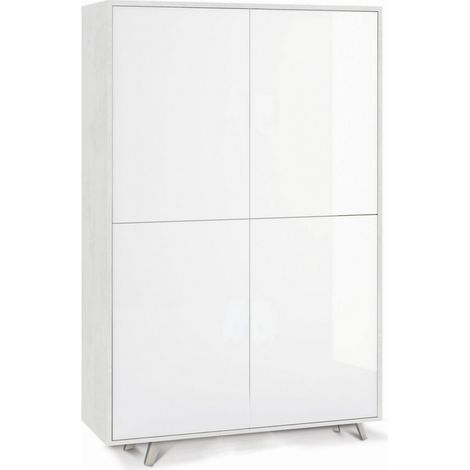 Mobile 4 Ante 108L x 41P x h161 – Finitura Bianco Opaco e Bianco Lucido – Sarmog (1/2)