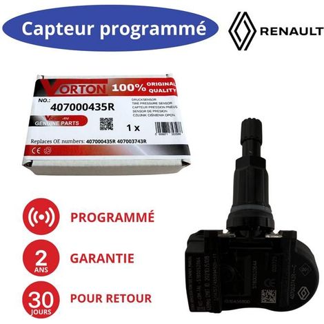 Sensore TPMS preprogrammato 433MHz per Renault Megane III / Scenic III / Fluence / Laguna III / Latitude / Zoe