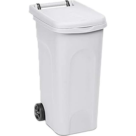 Bidone da 80 LT bianco per Raccolta Differenziata con ruote Pattumiera contenitore pub bar ristoranti casa giardino carrellato (1/5)