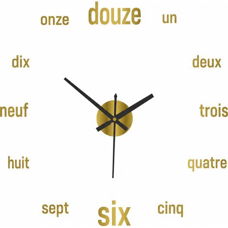 Horloge murale DIY 3D dorée sans trotteuse 60-90 cm en acrylique doré 60-90cm 29 × 15,6 × 4 cm 240 g – Livraison gratuite