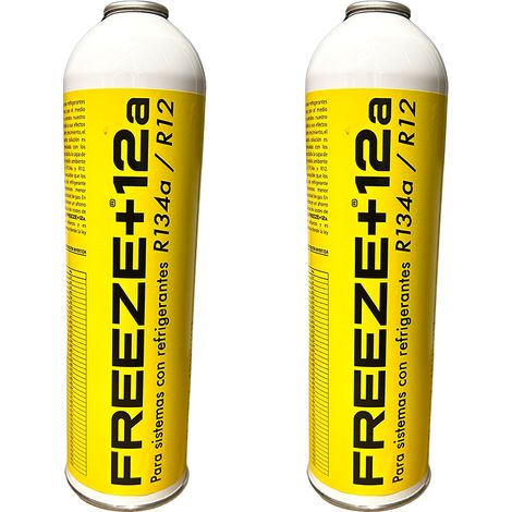 Pack 2 Envases FREEZE +12A 420g  Sustituto Orgánico R134a R12  Gas Ecológico de Alta Eficiencia  Profesional