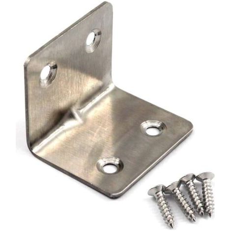 Lot de 20 équerres d'angle en acier inoxydable en forme de L pour étagères en bois 38 x 30 x 30 mm (1/4)