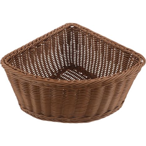 Panier d'angle triangulaire – Organiseur pour bureau et étagère, adapté pour les collations, les petits objets et les cosmétiques – Panier de rangement tissé à la main pour armoire, salle (1/5)