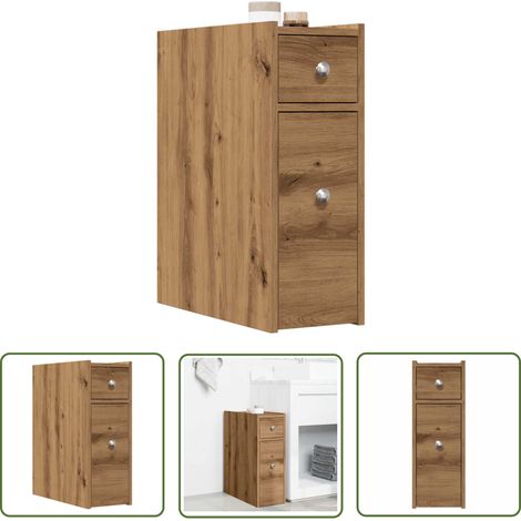 vidaXL Badschrank Schmal mit Rollen Artisan-Eiche Holzwerkstoff (1/5)