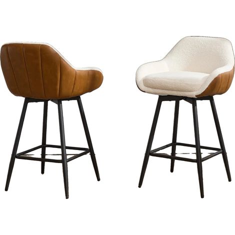 Barhocker, 360° drehbar, bequeme Samtpolsterung, braun (1/2)