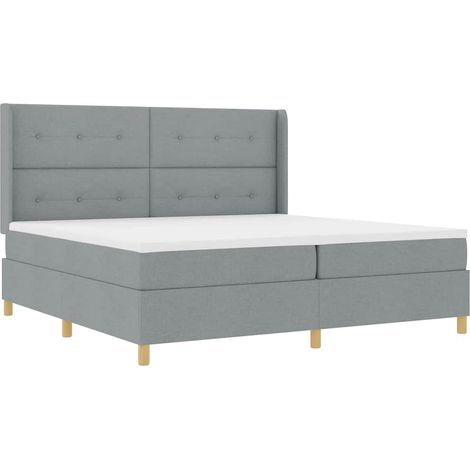 Maison Exclusive - Letto a molle con testiera Grigio chiaro 200 x 200 cm Tessuto (1/5)