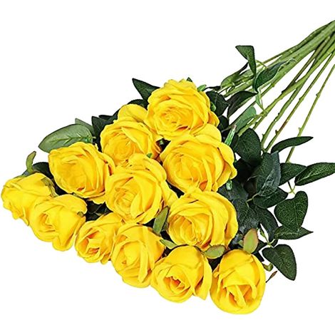 Bouquet de Roses Artificielles, Design Floral Élégant, Polyvalent pour Événements, JAUNE (1/2)