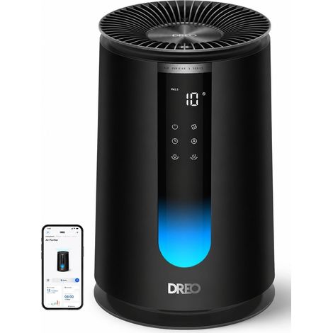 Purificateur d'air 338S pour chambre, CADR 196 m³/h, Filtre HEPA 3-en-1, 4 modes, 4 vitesses, 18 dB, Affichage AQI, Capteur PM2.5, Mode auto, Aromathérapie, Wi-Fi, Compatible Alexa (1/5)
