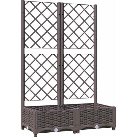 Maison Exclusive - Fioriera da Giardino con Graticcio Marrone 80x40x121,5 cm in PP (1/5)