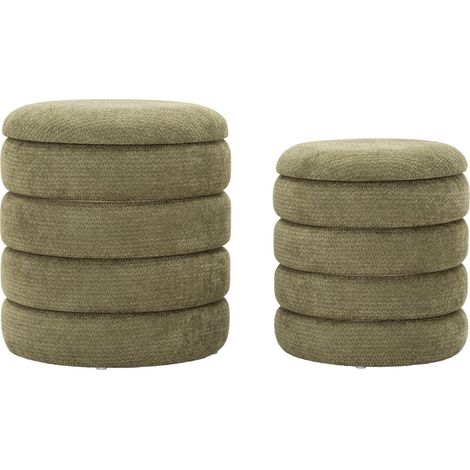 Set di 2 pouf contenitore in stile nordico verdi (1/5)