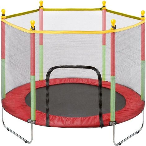 Youyijia Trampolin Kinder Bodentrampolin mit Sicherheitsnetz Outdoor Gartentrampolin Zuhause Sportgeräte Kindertrampolin 140cm Durchmesser belastbar bis 90kg (1/5)