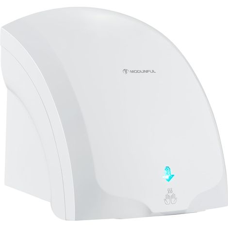 Sèche-mains automatique mural Avec lampe témoin, séchage par vent chaud et froid, compact classique Commercial 220V 2000W Blanc (1/5)