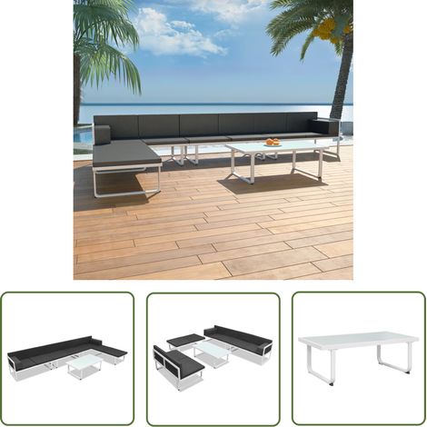 The Living Store Salon de jardin 5 pcs Textilène Aluminium Noir - Salon De Jardin - Meubles De Jardin - Ensemble Salon De Jardin - Textile - Aluminium (1/5)