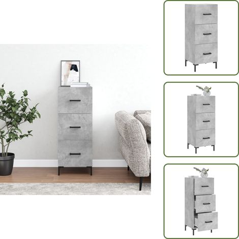 Buffet Gris béton 34,5x34x90 cm Bois d'ingénierie - Buffet Moderne - Meuble De Rangement - Commode - Meuble Gris - Mobilier Design (1/5)