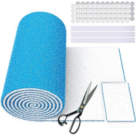 Filtres à air  8 à découper à la taille désirée (50 + filtres), kit de filtres à triple aération pour sol, grilles, plafond, grilles d'aération de chaudière, avec 48 bandes adhésives à (1/5)