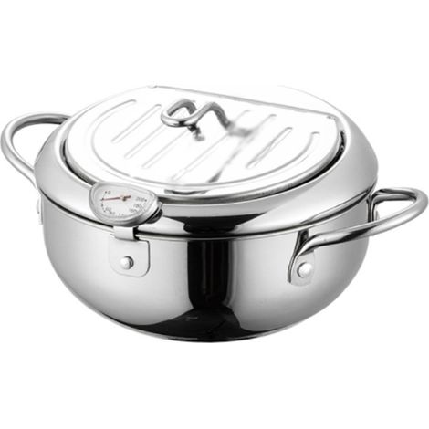 Friteuse japonaise à tempura en acier inoxydable, petite casserole avec thermomètre et système de filtration d'huile (1/5)