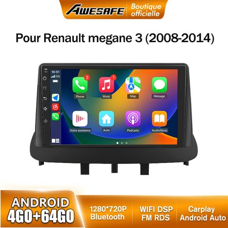 AWESAFE Autoradio Android 13 pour Renault Megane 3 (2008-2014) 4Go+64Go avec 9'' écran Tactile Carplay GPS Bluetooth Android Auto (1/5)